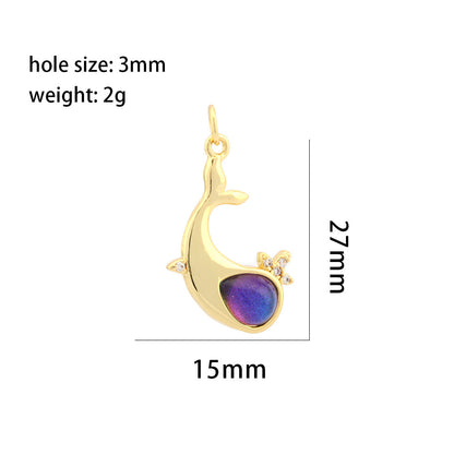 18K Gold Filled Pendants Whale Moon Cat Eye Stone White Gold Charms Jewelry Making Findings Supplies Pendants Doki Decor   