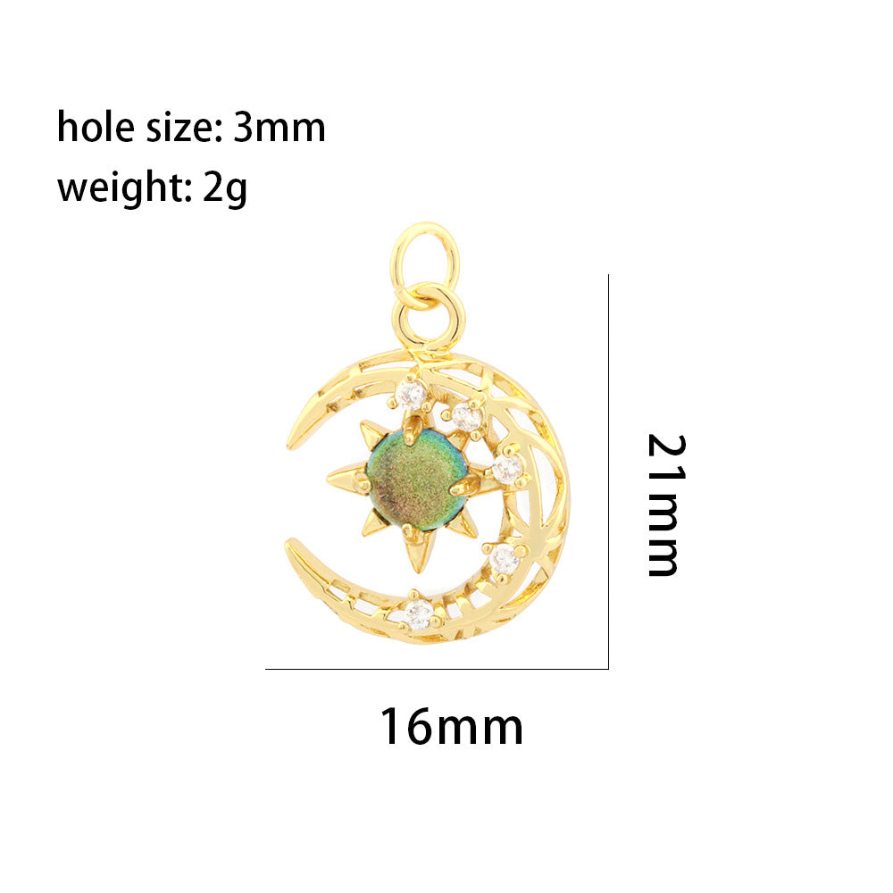 18K Gold Filled Pendants Whale Moon Cat Eye Stone White Gold Charms Jewelry Making Findings Supplies Pendants Doki Decor   