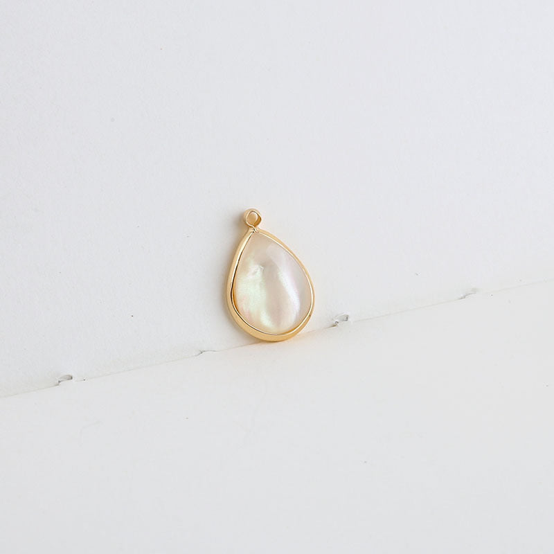 10PCS 18K Gold Filled Pendants Natural Colorful White Shell Waterdrop Oval Leaf Charms Jewelry Making Findings Supplies Pendants Doki Decor 6  