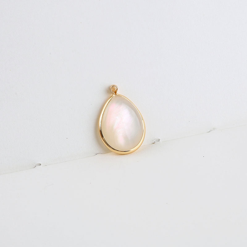 10PCS 18K Gold Filled Pendants Natural Colorful White Shell Waterdrop Oval Leaf Charms Jewelry Making Findings Supplies Pendants Doki Decor 1  