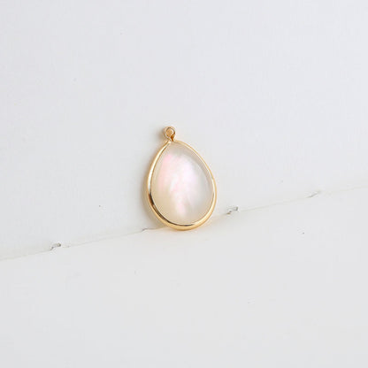 10PCS 18K Gold Filled Pendants Natural Colorful White Shell Waterdrop Oval Leaf Charms Jewelry Making Findings Supplies Pendants Doki Decor 1  