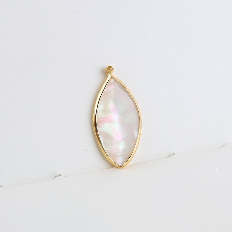 10PCS 18K Gold Filled Pendants Natural Colorful White Shell Waterdrop Oval Leaf Charms Jewelry Making Findings Supplies Pendants Doki Decor 4  