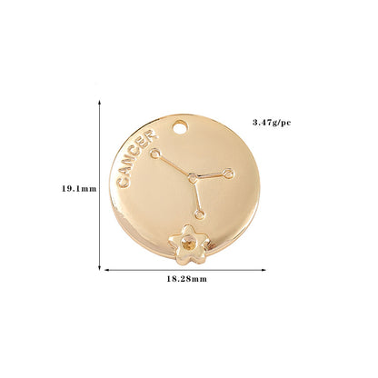 5PCS 18K Gold Filled Pendants Constellation Stars Flower Round Charms Jewelry Making Findings Supplies Pendants Doki Decor   