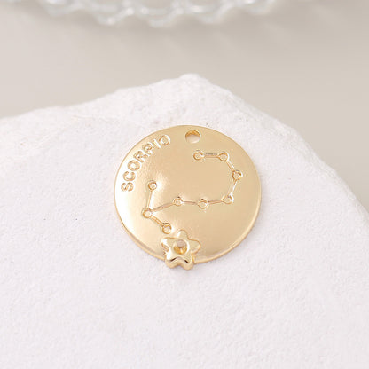 5PCS 18K Gold Filled Pendants Constellation Stars Flower Round Charms Jewelry Making Findings Supplies Pendants Doki Decor Scorpio  