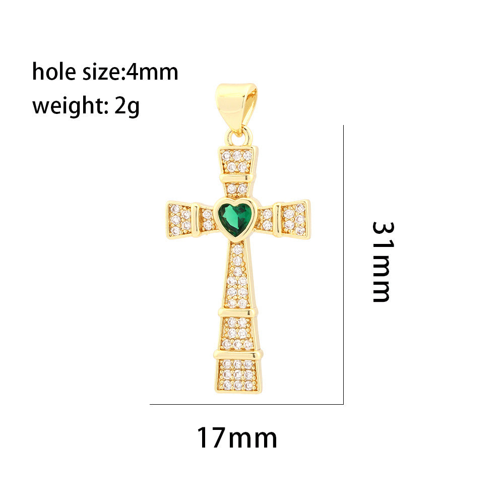 18K Gold Filled Pendants Cross Heart Rhinestone Charms Jewelry Making Findings Supplies Pendants Doki Decor   