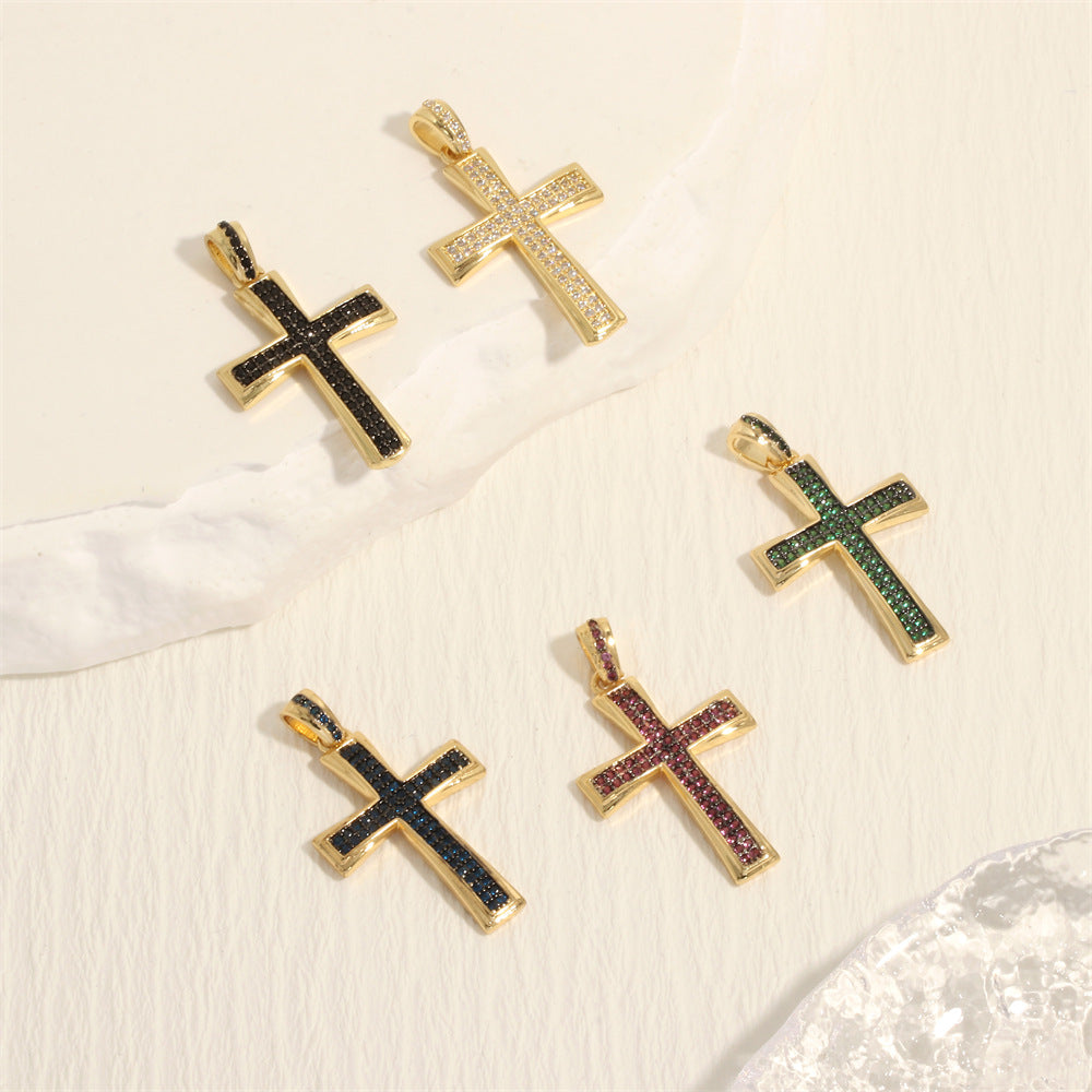 18K Gold Filled Pendants Cross Rhinestone Charms Jewelry Making Findings Supplies Pendants Doki Decor   