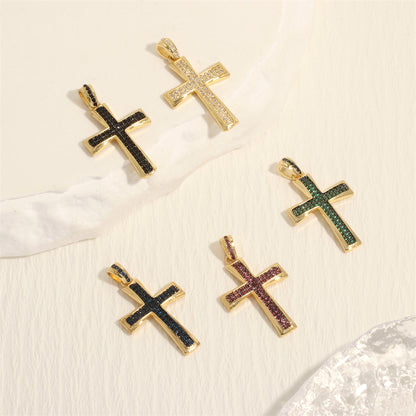 18K Gold Filled Pendants Cross Rhinestone Charms Jewelry Making Findings Supplies Pendants Doki Decor   