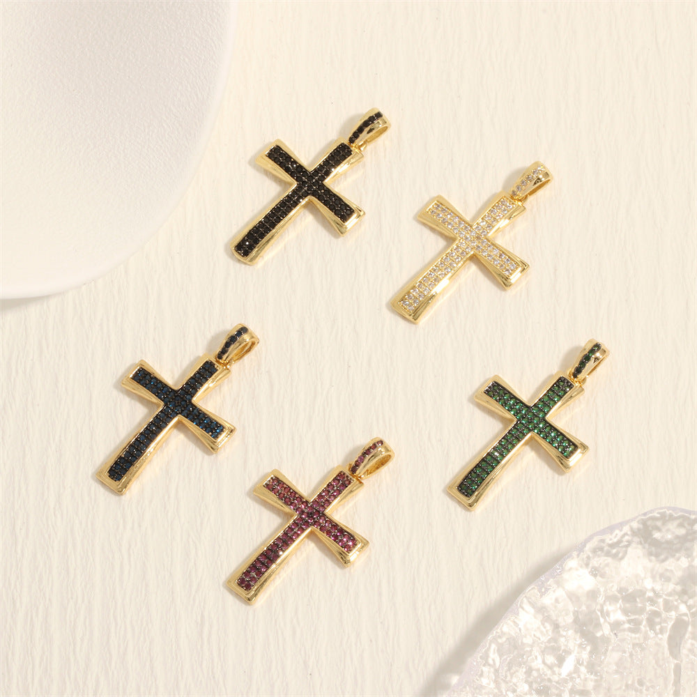 18K Gold Filled Pendants Cross Rhinestone Charms Jewelry Making Findings Supplies Pendants Doki Decor   