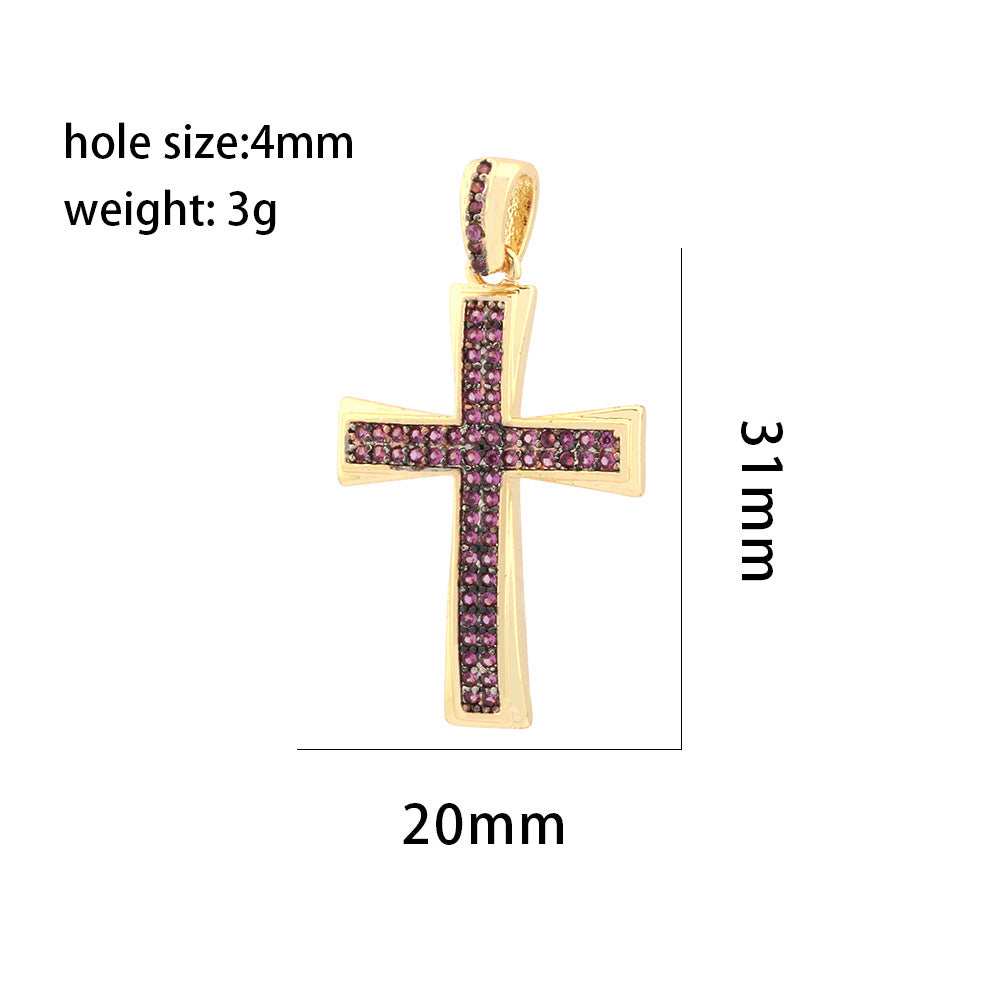 18K Gold Filled Pendants Cross Rhinestone Charms Jewelry Making Findings Supplies Pendants Doki Decor   