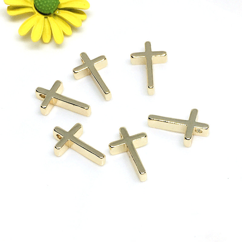 50PCS 18K Gold Filled Pendants Cross White Gold Charms Jewelry Making Findings Supplies Pendants Doki Decor 14K Gold  