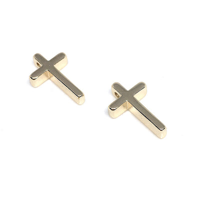 50PCS 18K Gold Filled Pendants Cross White Gold Charms Jewelry Making Findings Supplies Pendants Doki Decor   