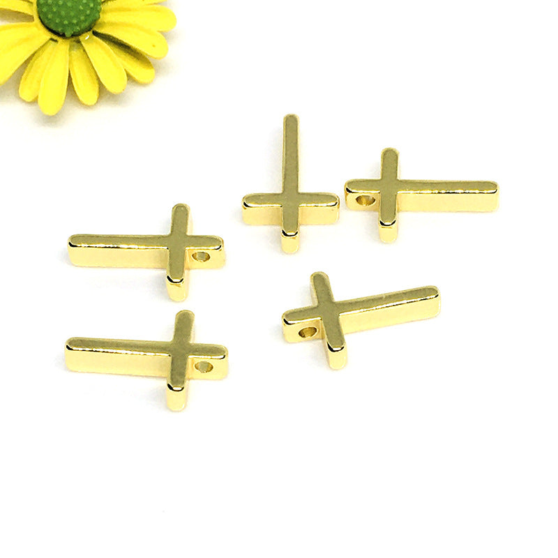 50PCS 18K Gold Filled Pendants Cross White Gold Charms Jewelry Making Findings Supplies Pendants Doki Decor 18K Gold  