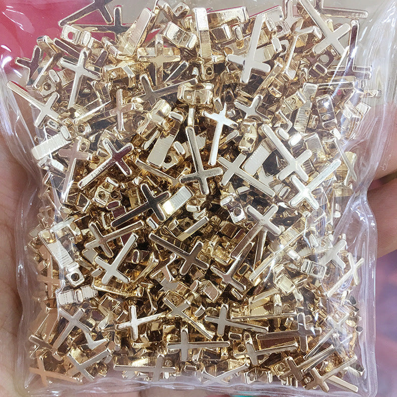 50PCS 18K Gold Filled Pendants Cross White Gold Charms Jewelry Making Findings Supplies Pendants Doki Decor   