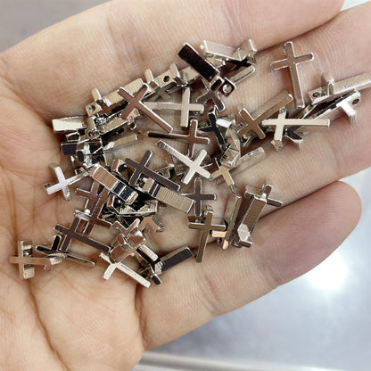 50PCS 18K Gold Filled Pendants Cross White Gold Charms Jewelry Making Findings Supplies Pendants Doki Decor White Gold  