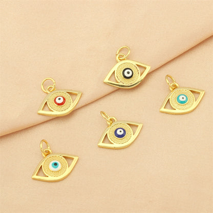 18K Gold Filled Pendants Devil Evil Eyes Round Rhinestone Charms Jewelry Making Findings Supplies Pendants Doki Decor   