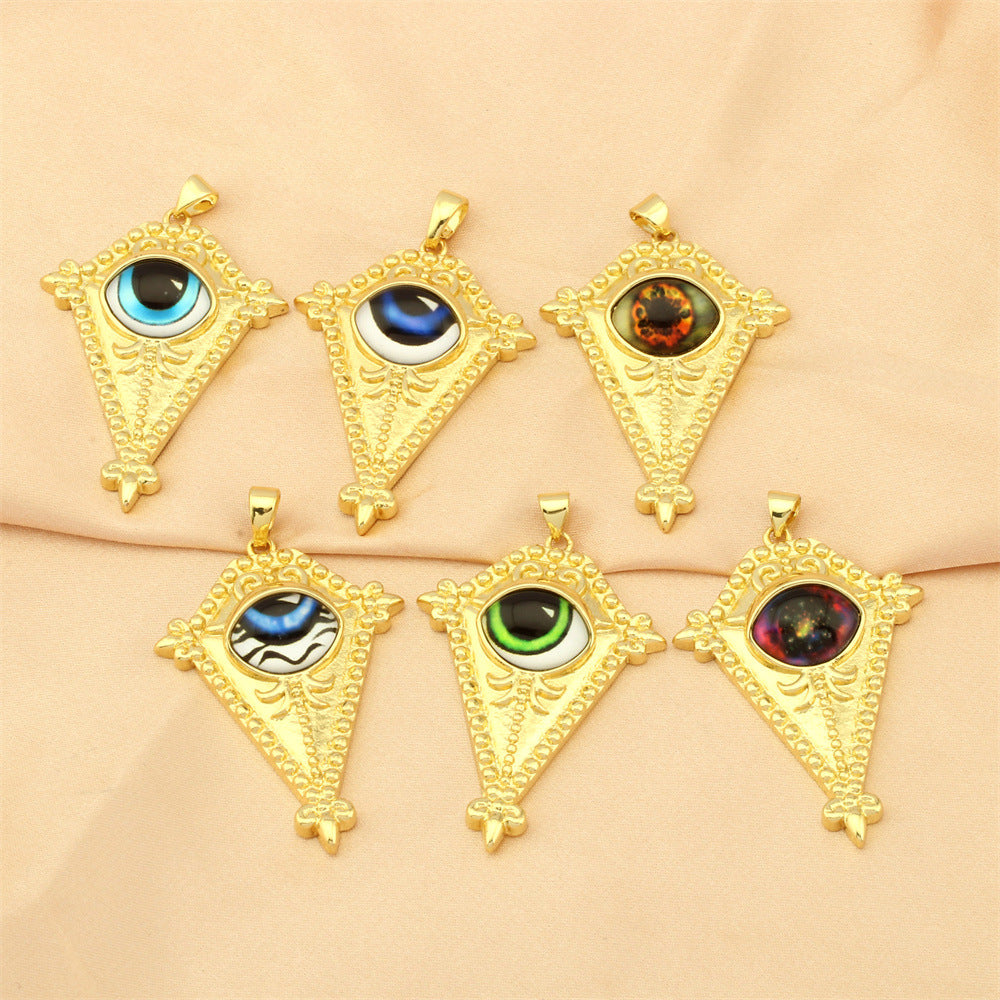 18K Gold Filled Pendants Devil Evil Eyes Sheild Charms Jewelry Making Findings Supplies Pendants Doki Decor   