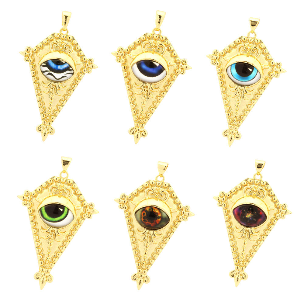 18K Gold Filled Pendants Devil Evil Eyes Sheild Charms Jewelry Making Findings Supplies Pendants Doki Decor   