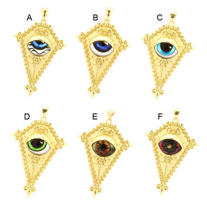 18K Gold Filled Pendants Devil Evil Eyes Sheild Charms Jewelry Making Findings Supplies Pendants Doki Decor A  