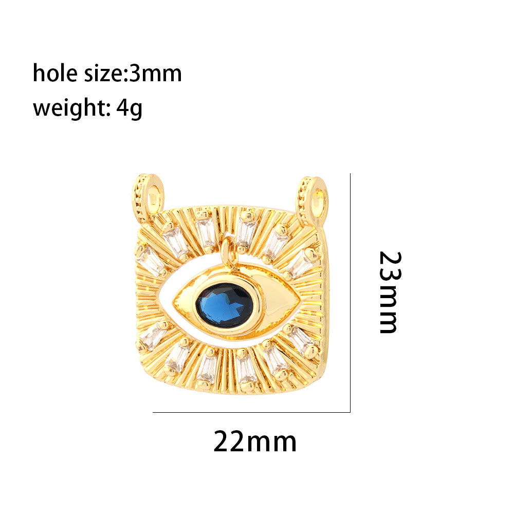 18K Gold Filled Pendants Devil Evil Eyes Rhinestone Square Charms Jewelry Making Findings Supplies Pendants Doki Decor   