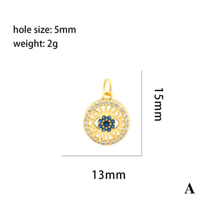 18K Gold Filled Pendants Devil Evil Eyes Square Round Hollow Rhinestone Charms Jewelry Making Findings Supplies Pendants Doki Decor A  