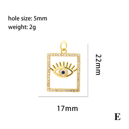 18K Gold Filled Pendants Devil Evil Eyes Square Round Hollow Rhinestone Charms Jewelry Making Findings Supplies Pendants Doki Decor E  