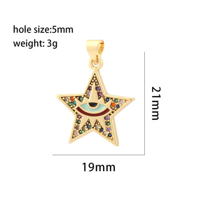 18K Gold Filled Pendants Devil Evil Eyes Star Triangle Rhinestone Charms Jewelry Making Findings Supplies Pendants Doki Decor   