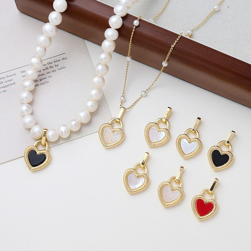 18K Gold Filled Pendants Double Sided Heart Natural Shell Charms Jewelry Making Findings Supplies Pendants Doki Decor   