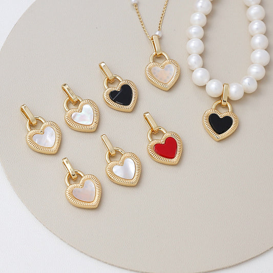 18K Gold Filled Pendants Double Sided Heart Natural Shell Charms Jewelry Making Findings Supplies Pendants Doki Decor   