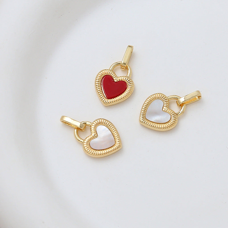 18K Gold Filled Pendants Double Sided Heart Natural Shell Charms Jewelry Making Findings Supplies Pendants Doki Decor White+Red (Double Sided)  