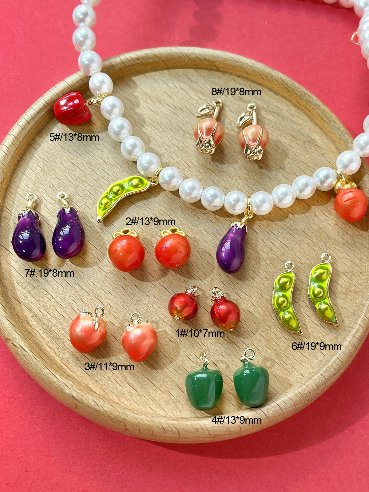 5PCS 18K Gold Filled Pendants Vegetable Eggplant Radish Chili Beans Rose Charms Jewelry Making Findings Supplies Pendants Doki Decor 1  