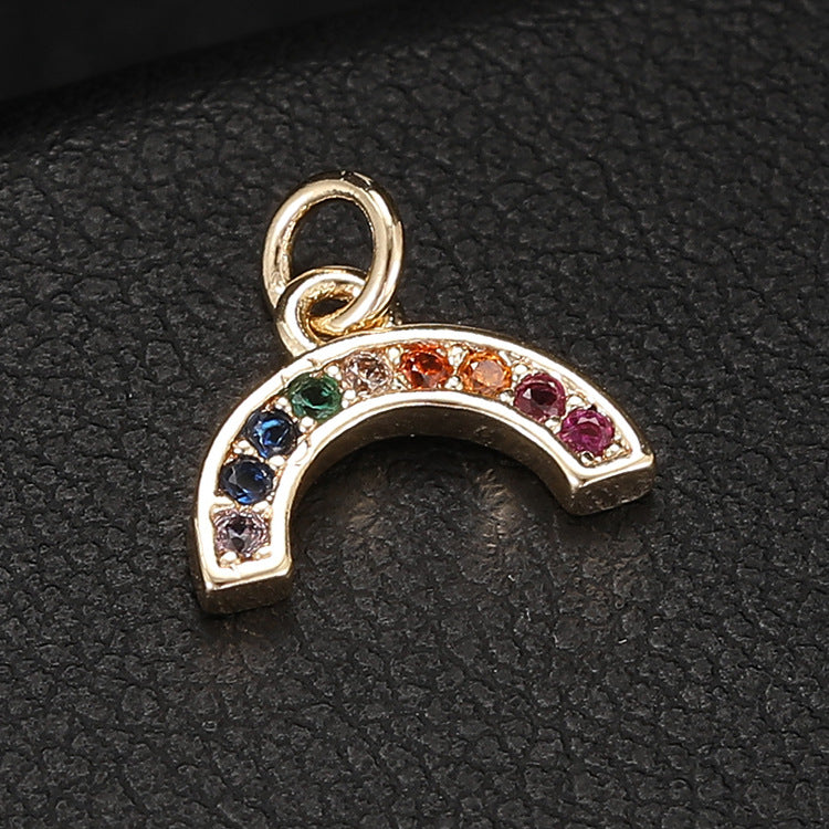 18K Gold Filled Pendants Elephant Rainbow Colorful Rhinestone Charms Jewelry Making Findings Supplies Pendants Doki Decor Rainbow  