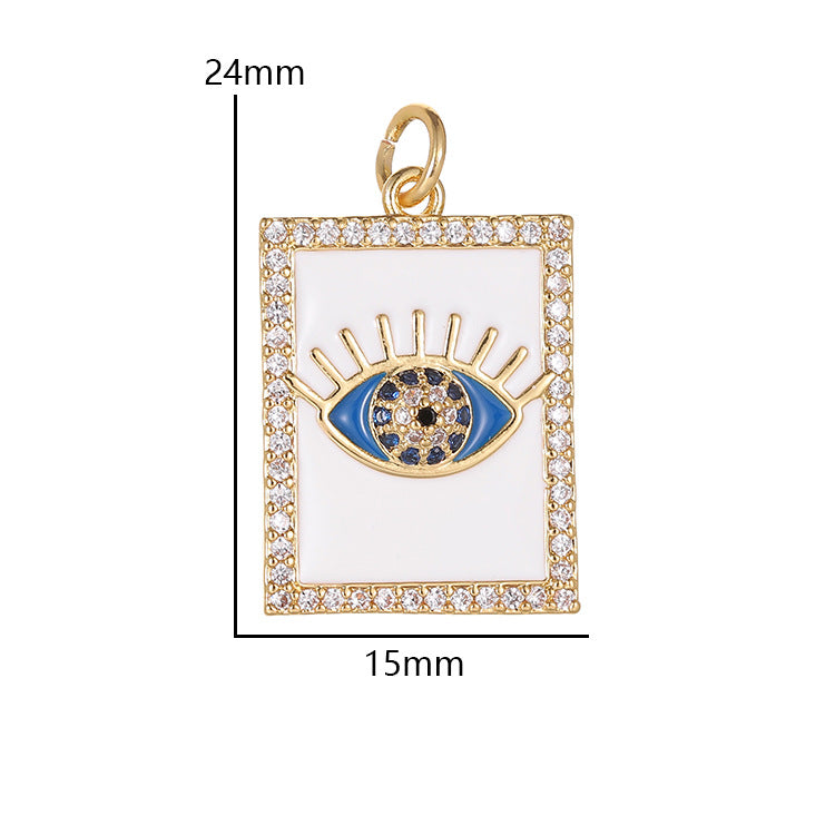 18K Gold Filled Pendants Devil Evil Eyes Square Rhinestone Charms Jewelry Making Findings Supplies Pendants Doki Decor   