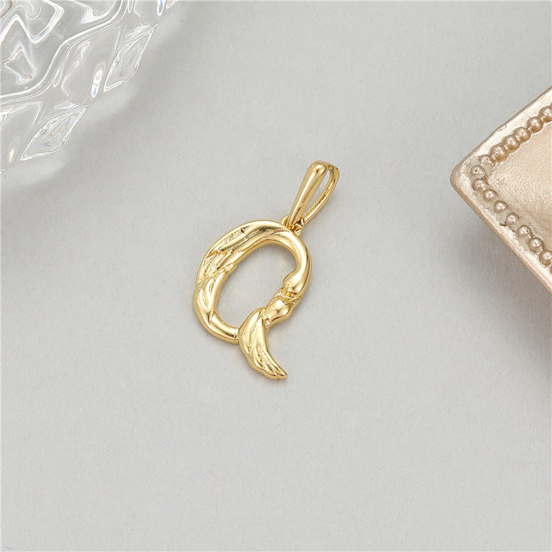 5PCS 18K Gold Filled Pendants Feather Letters Initial Final Charms Jewelry Making Findings Supplies Pendants Doki Decor   