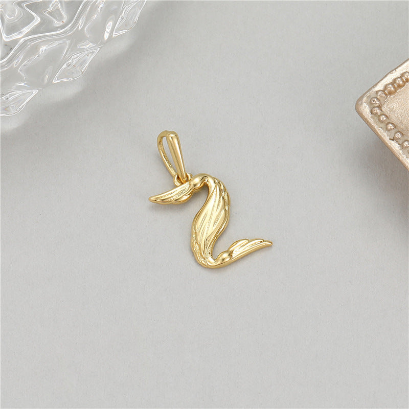 5PCS 18K Gold Filled Pendants Feather Letters Initial Final Charms Jewelry Making Findings Supplies Pendants Doki Decor   