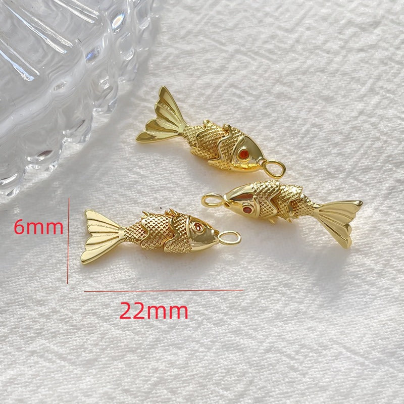 18K Gold Filled Pendants Fish Bent Rhinestone Charms Jewelry Making Findings Supplies Pendants Doki Decor S  