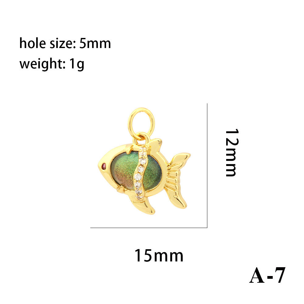 18K Gold Filled Pendants Fish Heart Rhinestone White Gold Charms Jewelry Making Findings Supplies Pendants Doki Decor A7  