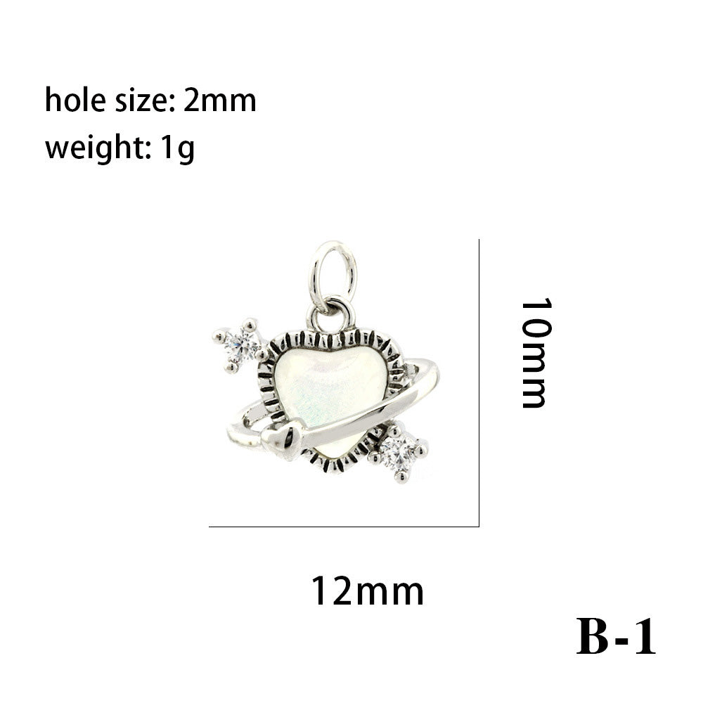 18K Gold Filled Pendants Fish Heart Rhinestone White Gold Charms Jewelry Making Findings Supplies Pendants Doki Decor B1  