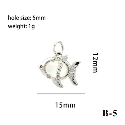 18K Gold Filled Pendants Fish Heart Rhinestone White Gold Charms Jewelry Making Findings Supplies Pendants Doki Decor B5  