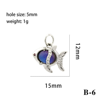 18K Gold Filled Pendants Fish Heart Rhinestone White Gold Charms Jewelry Making Findings Supplies Pendants Doki Decor B6  