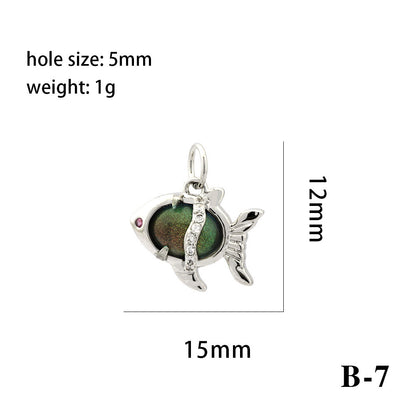 18K Gold Filled Pendants Fish Heart Rhinestone White Gold Charms Jewelry Making Findings Supplies Pendants Doki Decor B7  