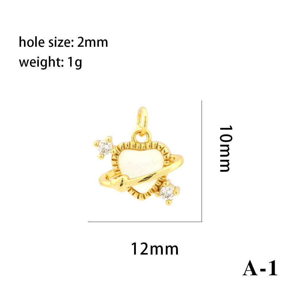 18K Gold Filled Pendants Fish Heart Rhinestone White Gold Charms Jewelry Making Findings Supplies Pendants Doki Decor A1  