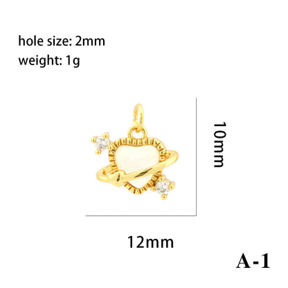 18K Gold Filled Pendants Fish Heart Rhinestone White Gold Charms Jewelry Making Findings Supplies Pendants Doki Decor A1  