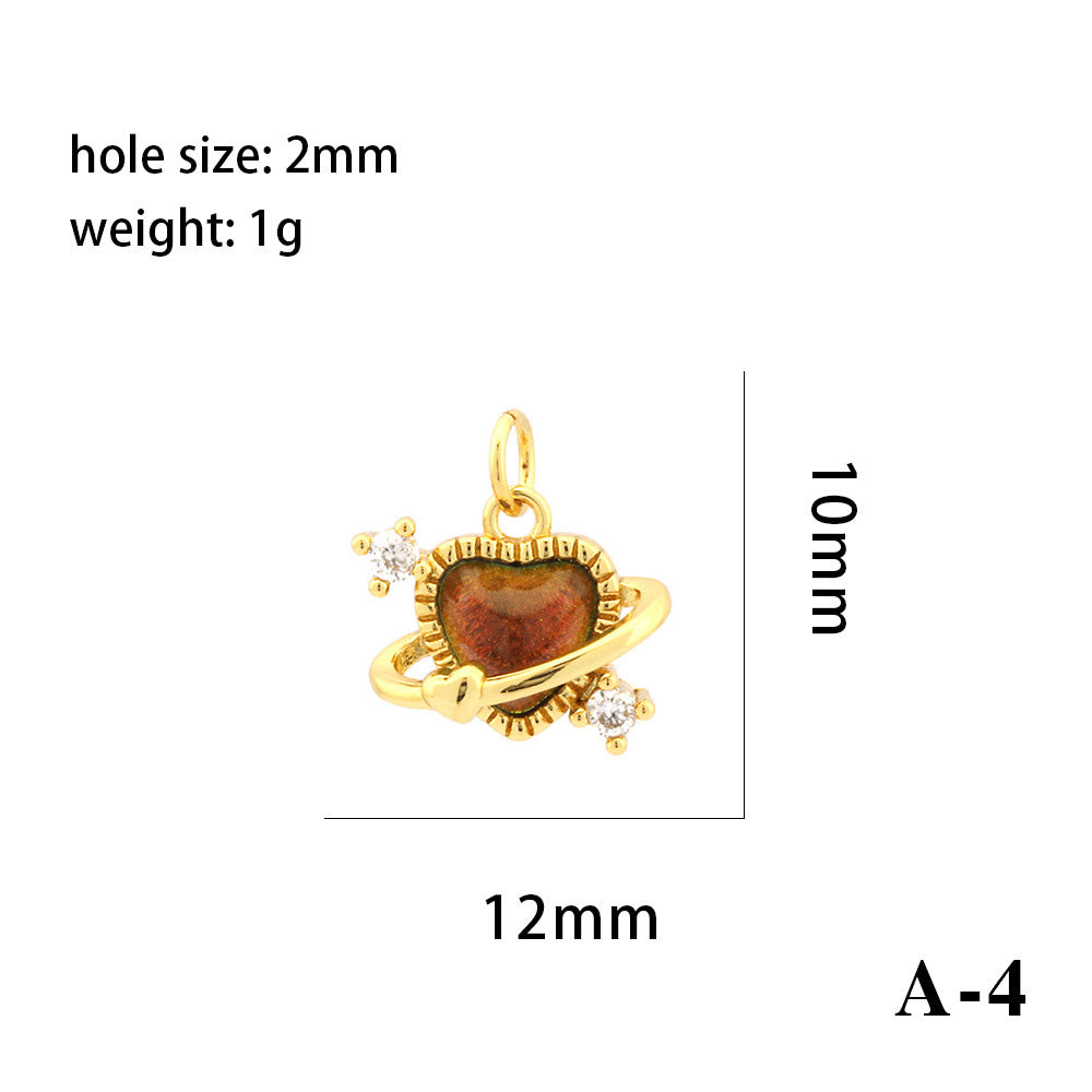 18K Gold Filled Pendants Fish Heart Rhinestone White Gold Charms Jewelry Making Findings Supplies Pendants Doki Decor A4  