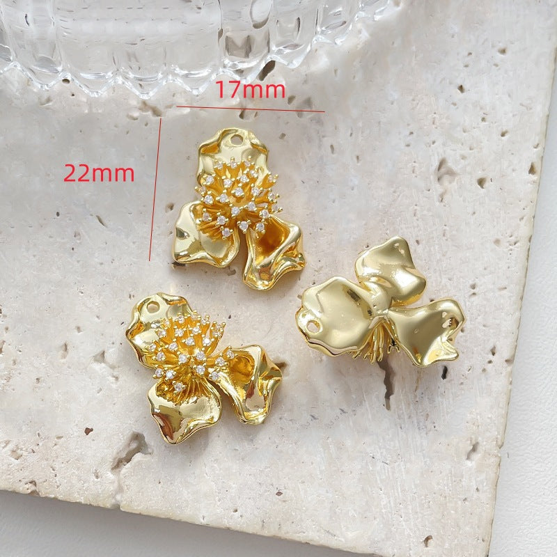 5PCS 18K Gold Filled Pendants Flower Baroque Irregular Charms Jewelry Making Findings Supplies Pendants Doki Decor   