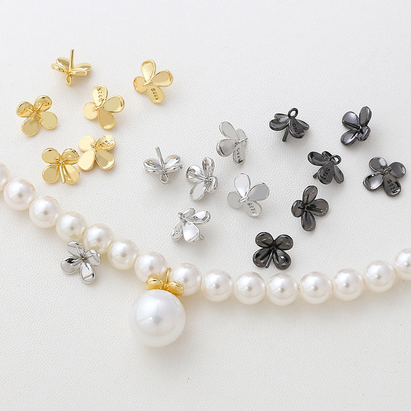 5PCS 18K Gold Filled Pendants 925 Sterling Silver Flower Beads Pearls Tray Needle White Gold Noble Jewelry Making Findings Supplies Pendants Doki Decor   