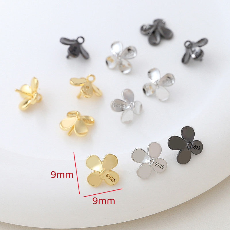 5PCS 18K Gold Filled Pendants 925 Sterling Silver Flower Beads Pearls Tray Needle White Gold Noble Jewelry Making Findings Supplies Pendants Doki Decor   