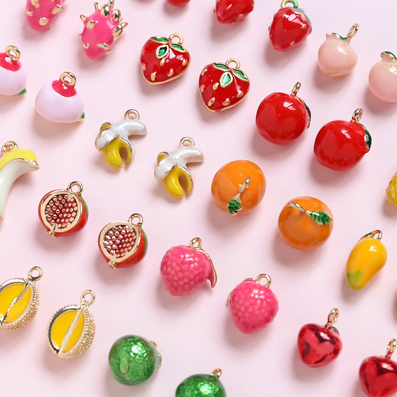 5PCS 18K Gold Filled Pendants Fruits Banana Apple Durian Peach Strawberry Watermelon Charms Jewelry Making Findings Supplies Pendants Doki Decor   