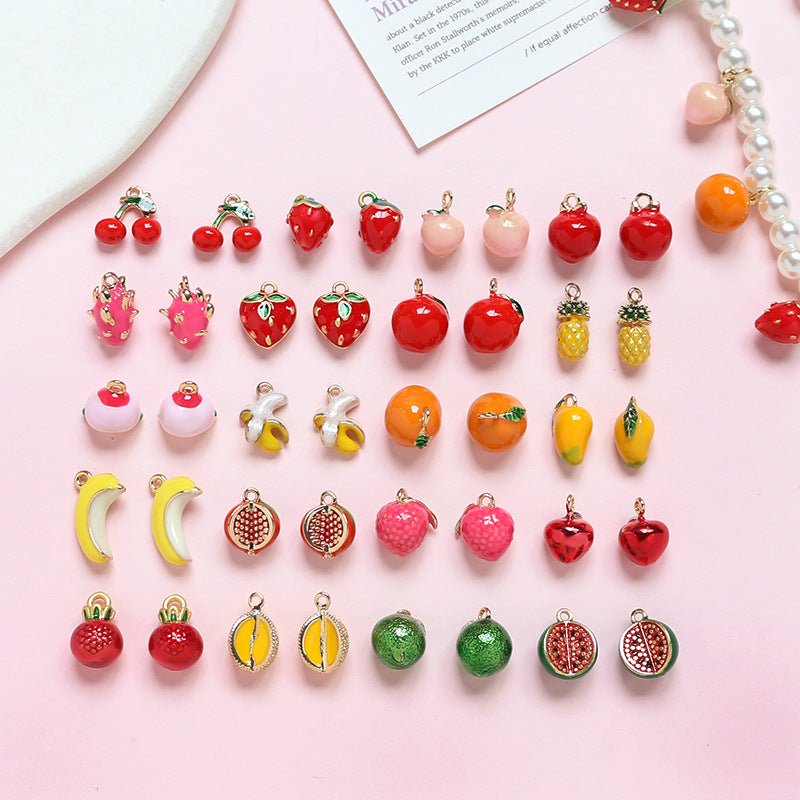 5PCS 18K Gold Filled Pendants Fruits Banana Apple Durian Peach Strawberry Watermelon Charms Jewelry Making Findings Supplies Pendants Doki Decor   