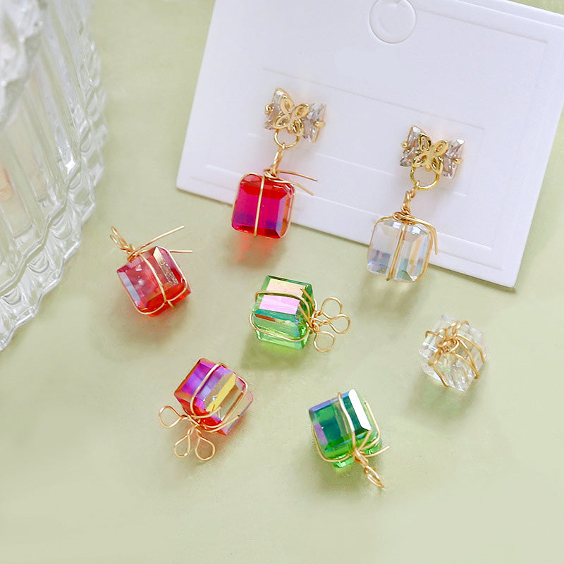 10PCS 18K Gold Filled Pendants Gift Box Christmas Transparent Red Green Charms Jewelry Making Findings Supplies Pendants Doki Decor   