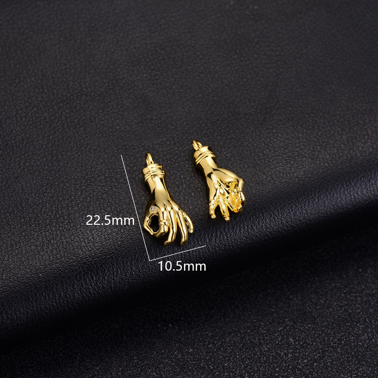 2PCS 18K Gold Filled Pendants Hand Dangle Loop Charms Jewelry Making Findings Supplies Pendants Doki Decor 1  